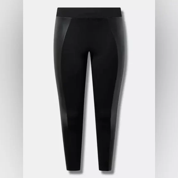 Torrid Full-Length Inset Legging with Faux Leather - Black - NWT - Size 4 - Picture 2 of 5